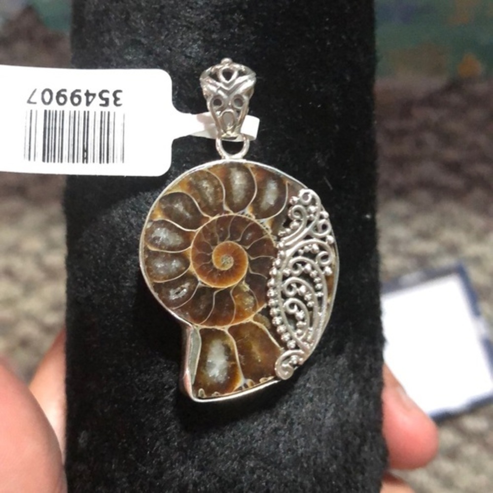 Bali Legacy organic ammonite & silver pendant